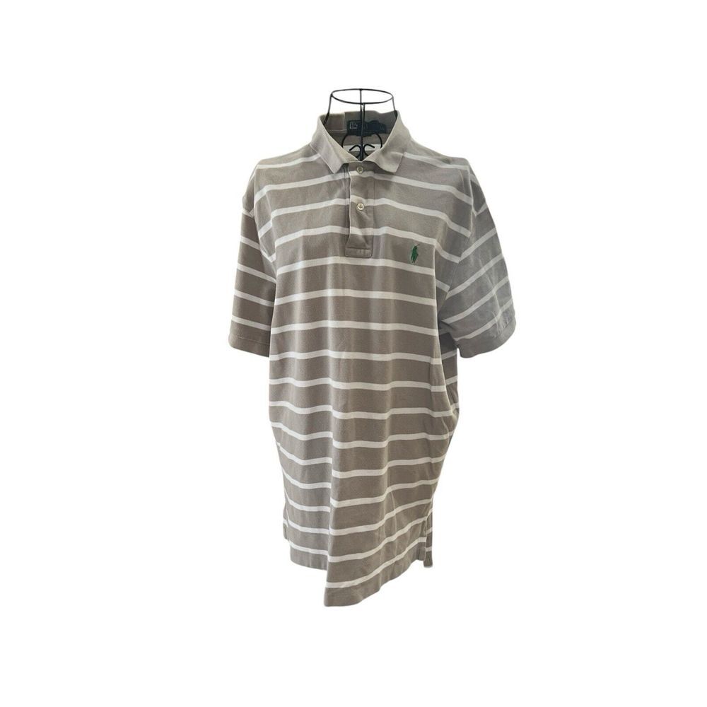 Polo Ralph Lauren Grey and White Striped Men's‎ Polo Golf Size Large